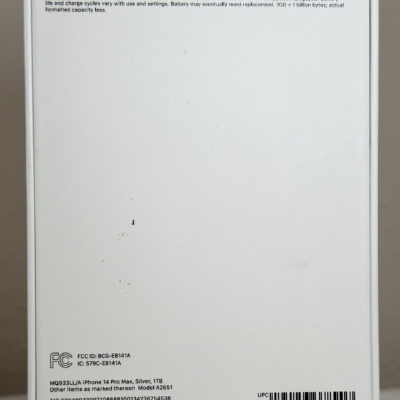 Empty Retail Box: Apple iPhone 14 Pro Max w/ USB-C to Lightning Cable Silver 1TB - Picture 6 of 9
